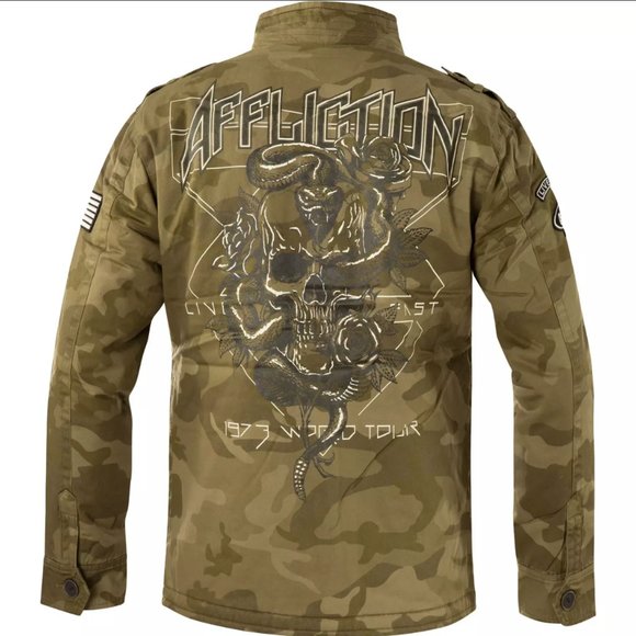 AFFLICTION MEN'S JACKET DESTROY Camo Military Gree - Picture 3 of 7